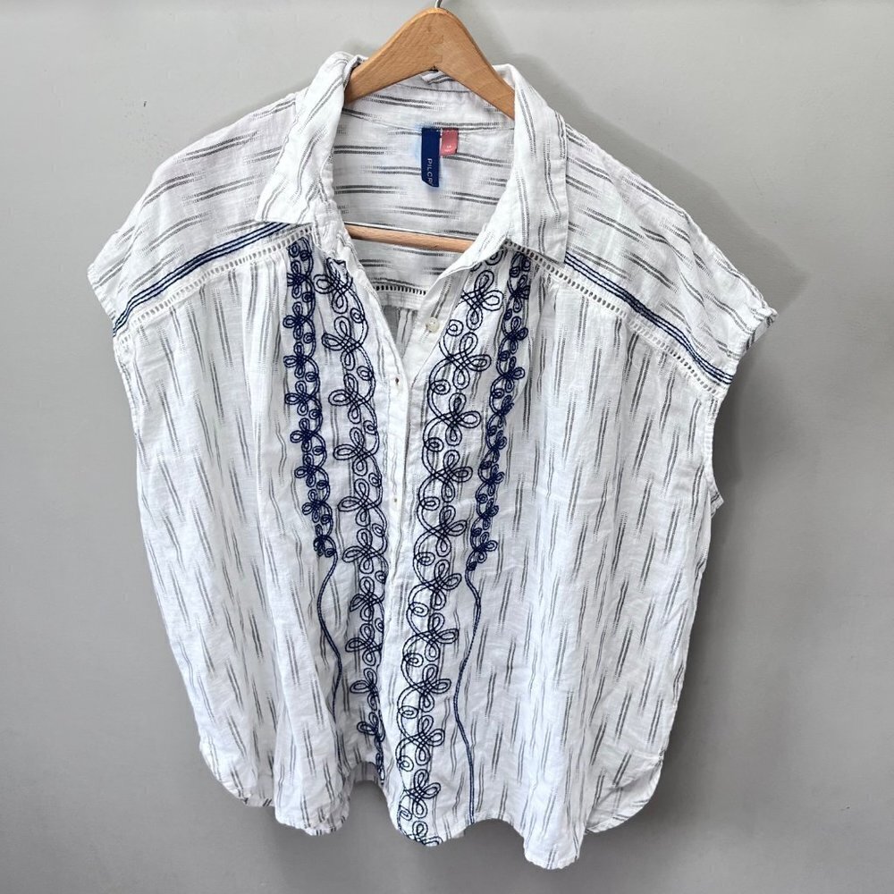Anthropologie Pilcro Embroidered Surf Blouse- Size LP
